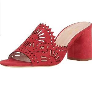 Kate Spade Red Lazer cut block heels 7.5